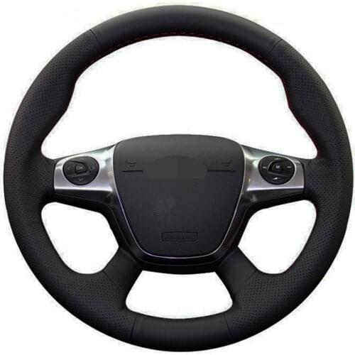 Black Car Steering Wheel Cover Hand-stitched Soft Artificial Leather For Ford Focus 3 2012-2014 KUGA Escape 2013-2016