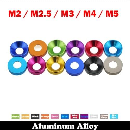 M2 M2.5 M3 M4 M5 Colorful Countersunk CSK Head Cone Taper Gasket Anodized Aluminum Alloy DIY Cylinder Car Mould Washer