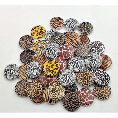 Wood 50Pcs Durable Scrapbooking Craft Sewing Buttons Novelty Wood Buttons Animal Skin Pattern for Clothing