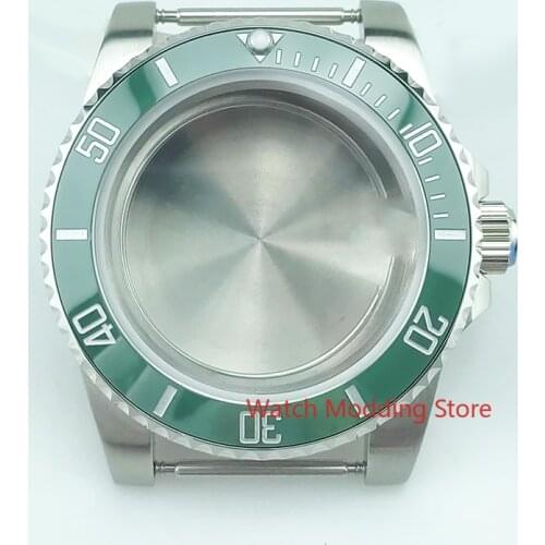 HQ 10ATM WR 40mm Diver Green Silver Writing Ceramic Bezel Watch Case Sapphire Crystal Fit ETA2836 Miyota8215 Mov't Sub Style