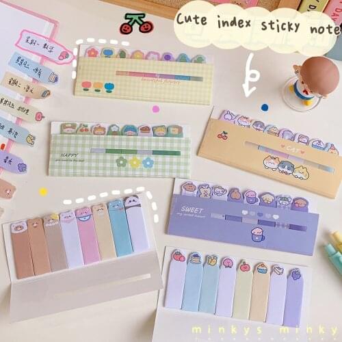 120 Sheets Kawaii Dog Sticky Note Reusable Posted Label Bookmark Small Strip Catalog Lable Sticker Marker School Stationery