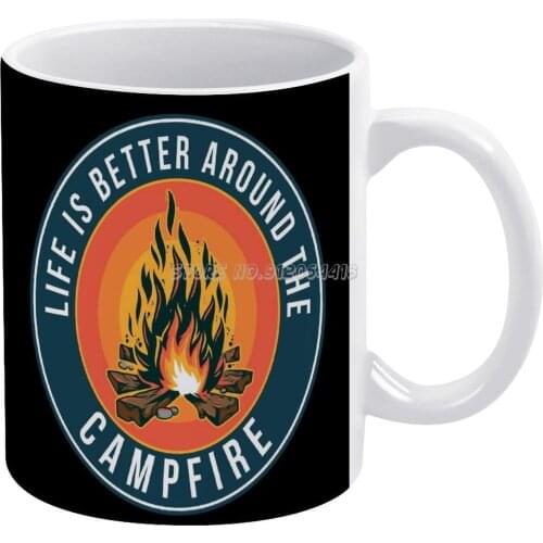 Campfire Coffee Mugs Pattern Coffee Mug 330ml Milk Water Cup Creative Fathers Day Gifts Adventure Adventurer Hike Hiking Hiking