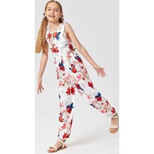 Summer Kids Jumpsuits Kids Clothes Butterfly Print Sleeveless Strap Children Playsuits Cotton Comfortable Kids Clothing 5-10Y