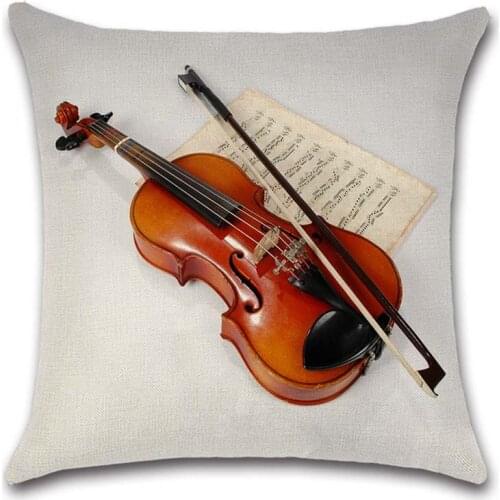 Cartoon Piano violin Music note rose flower cushion cover Chair seat sofa Decoration Home kids friend bedroom present Pillowcase