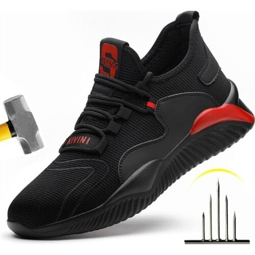 Men Breathable Work Sneakers Steel Toe Cap Work Safety Shoes For Men Safety Boots Anti-Puncture Indestructible Work Shoes Male