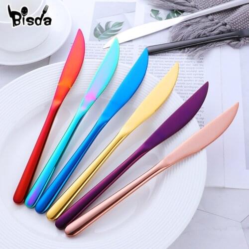 Stainless Steel Dinner Knives Set Sharp Steak Knife Western black knife Restaurant Table Knife Gold Knives in dinnerware set