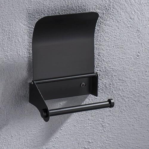 Bathroom Stainless Steel Black Toilet Roll Paper Holder Wall Mounted