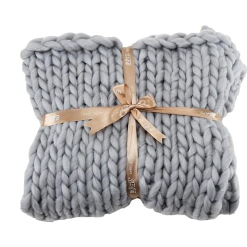 Hand Chunky Knitted Blanket Large Soft Warm Winter Bed Sofa Blanket Thick Yarn Merino Wool Bulky Knitting Blanket
