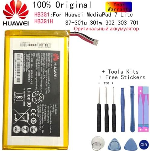 100% Orginal Hua wei HB3G1&HB3G1H 4000mAh Battery For Huawei MediaPad 7 Lite s7-301u 301w 302 303 Tablet PC Batteries + Free Too