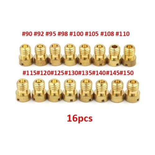 Carburetor Main Jet kit For PWK PE Keihin OKO CVK 16pcs(90,92,95,98,100, 105, 108, 110, 115, 120, 125, 130, 135, 140,145,150