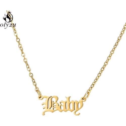 Fashion Baby Necklaces Personalize Babygirl Angel English Necklace Letter Pendants Stainless Steel Mom Lover Girlfriend Jewelry