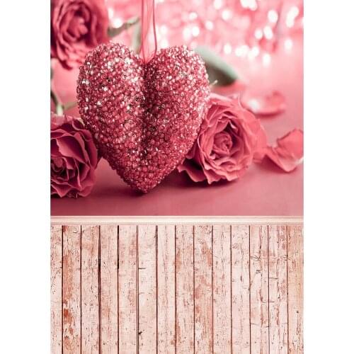 Pink Heart Flower Bokeh Photography Backgrounds Customized Backdrop for Lovers Valentines Day Wedding Photophone Photo Studio