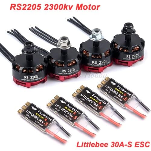RS2205 2205 2300KV CW CCW Brushless Motor + LittleBee 30A BLHeli_S ESC for FPV RC Racing Drone Martian II QAV-R 220mm Chameleon
