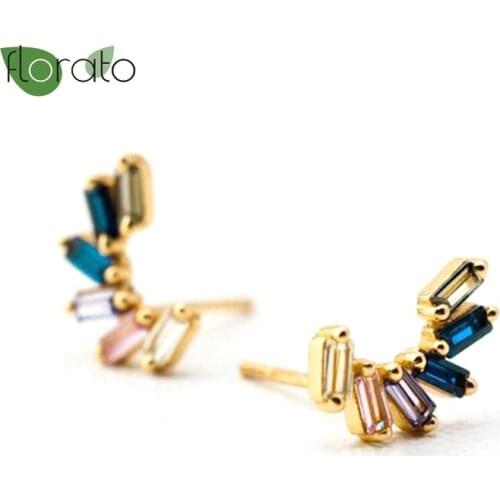 925 Silver Ear Needle Exquisite Korean Women Multicolor Hypoallergenic Earrings Crystal Charming INS Jewelry High Quality Gift