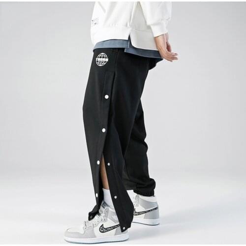 Joggers Men Streetwear Side Button Hip Hop Trousers for Man Fad Autumn New Gyms Outdoor Cargo Pants Drawstring Sweatpants