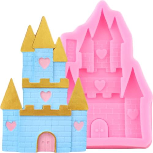 Princess Castle Silicone Molds 3D House Fondant Mold DIY Baby Birthday Cake Decorating Tools Candy Clay Chocolate Gumpaste Mould