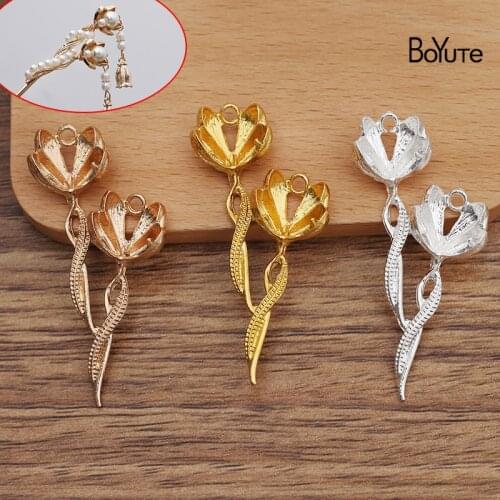BoYuTe (20 Pieces/Lot) 54*26MM Alloy Flower Materials DIY Jewelry Accessories for Ancient Palace Hair Jewelry Making