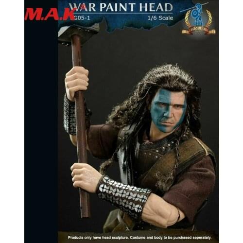 In Stock PG05-011/6 Scottish General William Wallace Head Carved Model Toys For 12 Inch Male Body