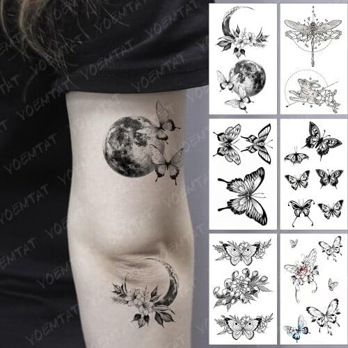 Waterproof Temporary Tattoo Sticker Old School Planet Dark Sexy Butterfly Flower Flash Tatoo Fake Tatto For Body Art Women Men