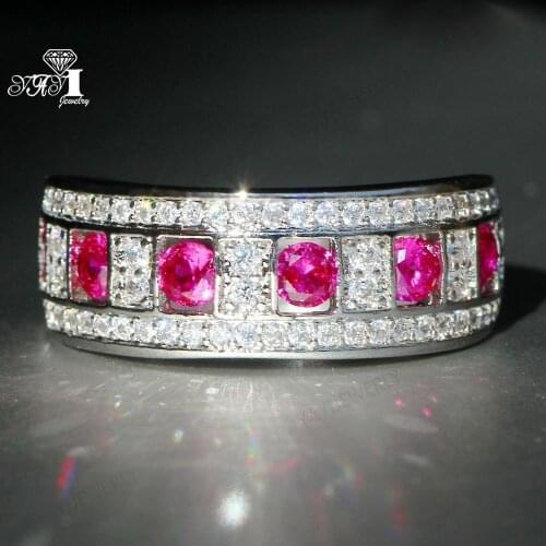 YaYI Jewelry Princess Cut 8.2 CT Red Zircon Silver Color Engagement Rings wedding Heart Rings Girls Party ring Gifts 948