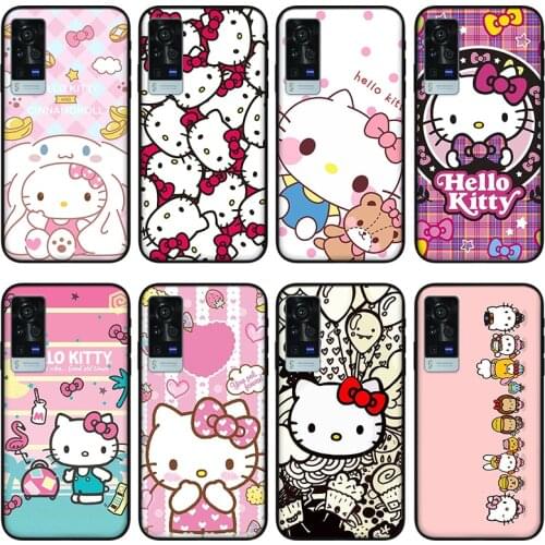 Cartoon pink cat Phone case for vivo x60 pro plus x50 s7 s9 x30 x27 s9e, Protective silicone case for vivo iqoo 7 z3 neo 3 5