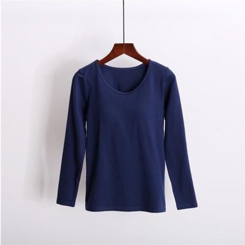 Women Slim T-shirt Plain O-Neck Long Sleeve Tee Woman spring&Autumn Minimalist Tee underwear BRA-t base shirt for female