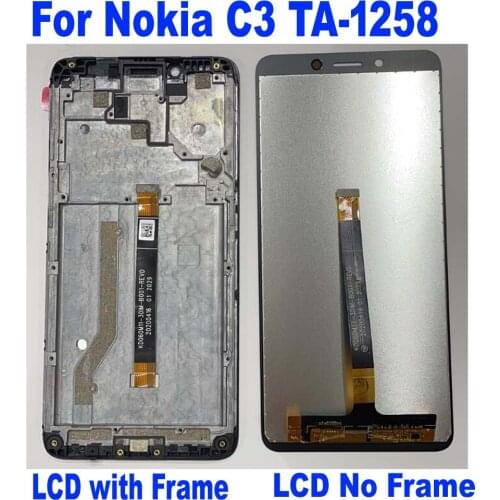 Original Best For Nokia C3 TA-1258 LCD Display Touch Panel Screen Digitizer Assembly Glass Sensor Phone Pantalla + Frame