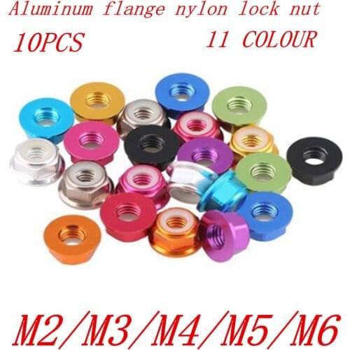 10PC/Set M2 M3 M4 M5 m6 11 colour Flange Nylon Rivet Nut Rivnut Nuts Aluminum Alloy Hex nylon lock Nuts
