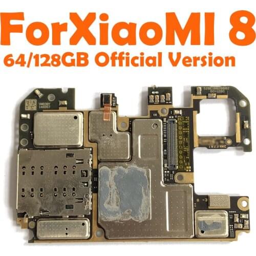 100% Unlocked Original 64GB 128GB For XiaoMI8 Logic Main Board Mainboard Official Version For XiaoMi 8 Motherboard