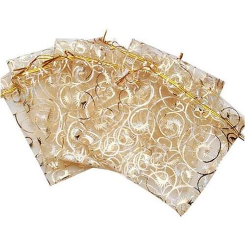 100pcs silver/gold Adjustable Jewelry Packing Drawstring Velvet bag Drawable Organza PouchChristmas Wedding JewelryBag