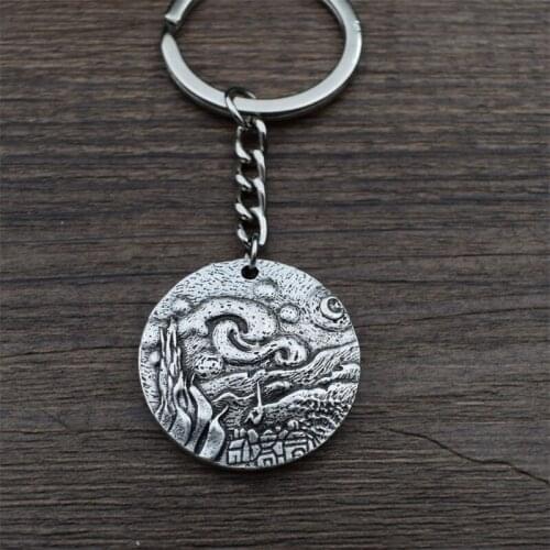 12pcs Starry Night Moon Van Gogh Pendant Van Gogh Art Keychain for Women Lover Girl Gifts