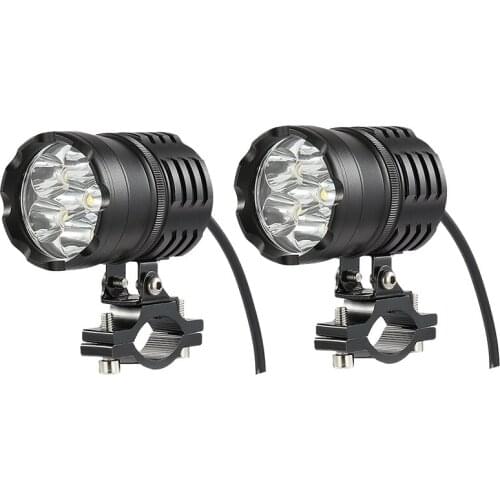 2Pcs Motorcycle LED Headlight Waterproof Driving Spot Head Lamp Fog Light Motor Accessories 6000K white 12V