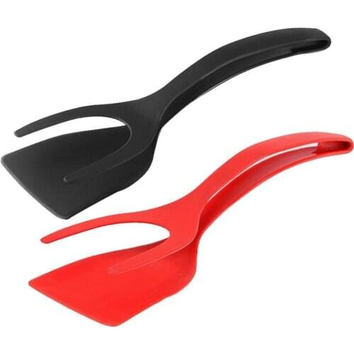 2 In 1 Grip and Flip Tongs Egg Spatula Tongs Clamp Pancake Kitchen Toast Fried Turner Egg Omelet French Overturned Accessor K9B4