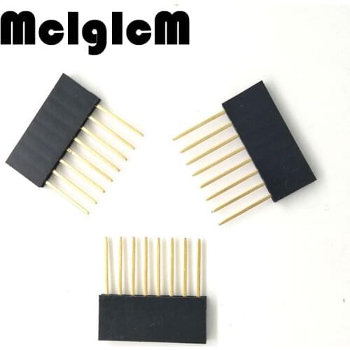 35pcs/lot Pin Header 8 pin 2.54MM 10MM Long Needle Female Pin Header Strip Stackable Header 8pin Free shipping