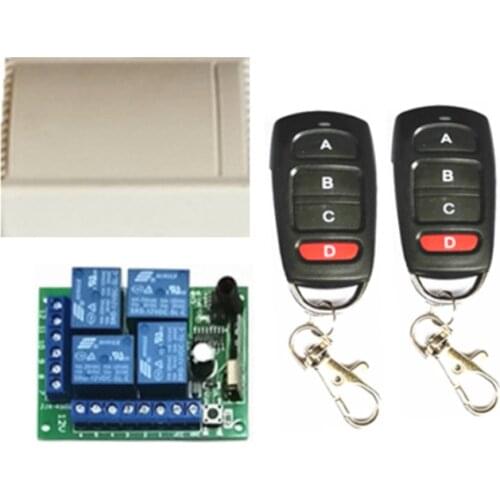 433Mhz universal wireless remote control switch with garage door, curtains, lamps, etc. DC12V 4-channel relay receiver module an