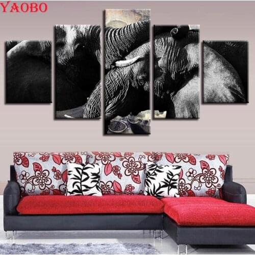 5 Pcs Elephant Animal Diamond painting Wall Art Home Decor diy full square/round 5D mosaic diamond embroidery sale Drop Shipping