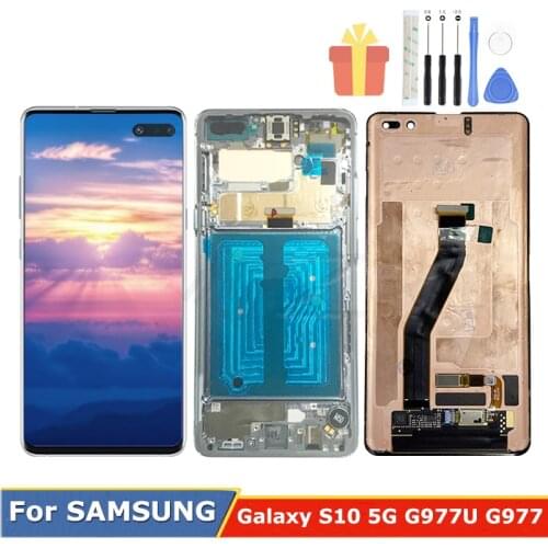 6.7" Super Amoled For SAMSUNG Galaxy S10 5G LCD Display Touch Screen Replacement SM G977B G977U G977N Digitizer Assembly Tools