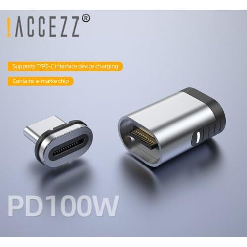 !ACCEZZ Magnetic USB C Adapter 24pins Type-C Connector PD 100W Fast Charging 10Gbp/s Data Sync For iPad MacBook Samsung Huawei