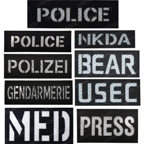 POLIZEI GENDARMERIE PRESS MED USEC Reflective IR Patches Badge Infrared Tactical Appliques for Vests Uniforms parche militar