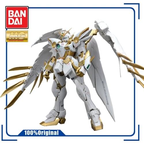 BANDAI MG 1/100 XXXG-00W0 Wing Gundam Zero Metal Coloring Change By Spray Assembly Model Platinum Angel Gift Action Toy Figures