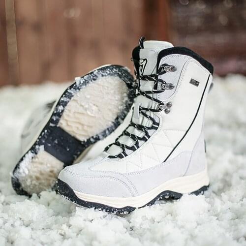 Moipheng White Snow Boots Women Warm Winter Plush Mid-Calf Waterproof Ladies Booties Black PU Leather Boots Women Botas Mujer