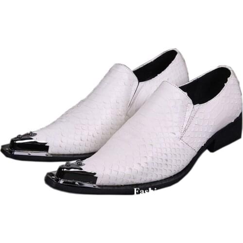 Ntparker Fashion Pointed Toe Man Shoes Designer Leather Dress Shoes for Man White Wedding/ Business Shoes Man, Big Sizes US6-12