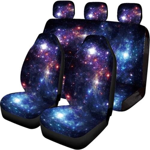 Beautiful star print car seat cover 7-piece set front seat cushion is suitable for most cars, cars, trunk, SUV or van airbag com