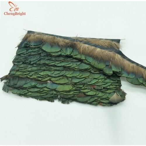 ChengBright Wholesale High Quality 10 Yards Natural Pheasant Feather Ribbon Feathers Trim Fringe Clothing Accessories Wedding R