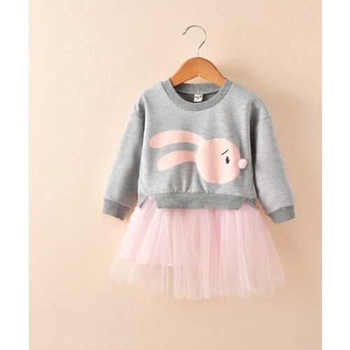 CHCDMP Baby Dress Girls 1-5 Years Old New Autumn Fashion Style Children Clothing Cartoon Rabbit Cotton Kids Infant Girls Dresses
