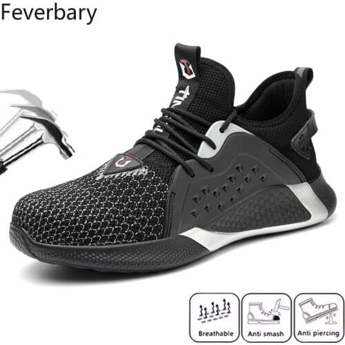 Feverbary Mens Indestructible Steel Toe Cap Safety Work Shoes Anti-smash Non-slip Comfortable Breathable Ground Work Boots