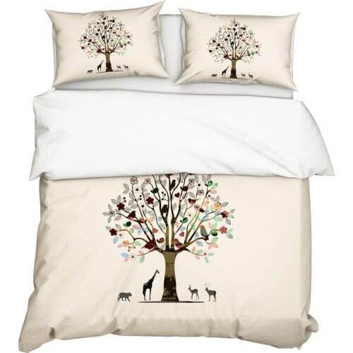 YuXiu 3D Animal Tree Duvet Covers 3Pcs Set Black Bedding Sets Bed Linen Cover Pillowcase King Queen Full Twin Single