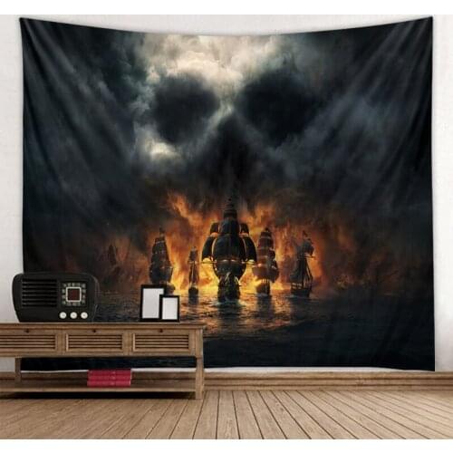 Sailboat Tapestry Ocean Cruise Wall Hanging Multifunctional Tapestry Boho Printed Bedspread Cover Yoga Mat Blanket Picnic Cloth