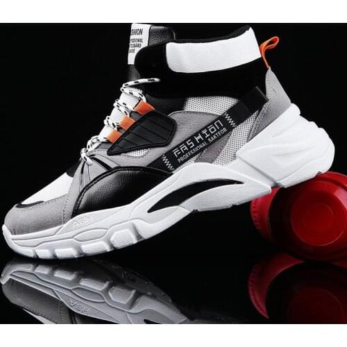 Hightop Summer Mens Sport Shoes Man Running Shoes Men Sports Shoes for Men High Top Sneakers Mens Tennis Shoe Walk Grey D-421