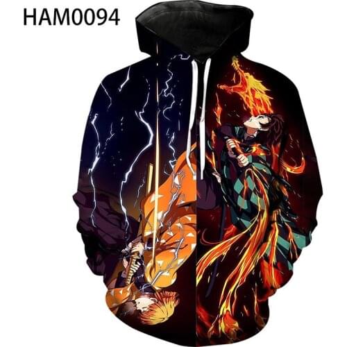 Demon killer cartoon 3D fire hidden Ninja mens Hoodie childrens casual fashion loose fashion Sweatshirt printed Street trend